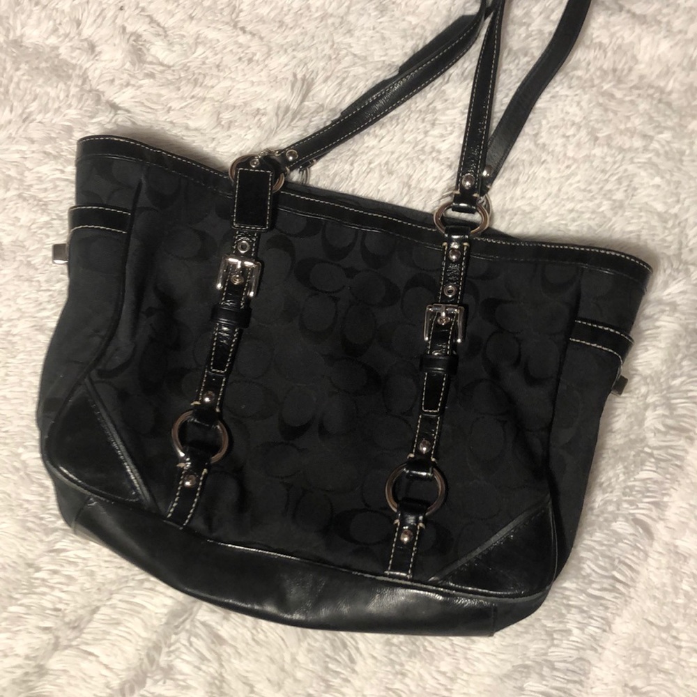 Black Coach Vertical Buckle Logo Purse